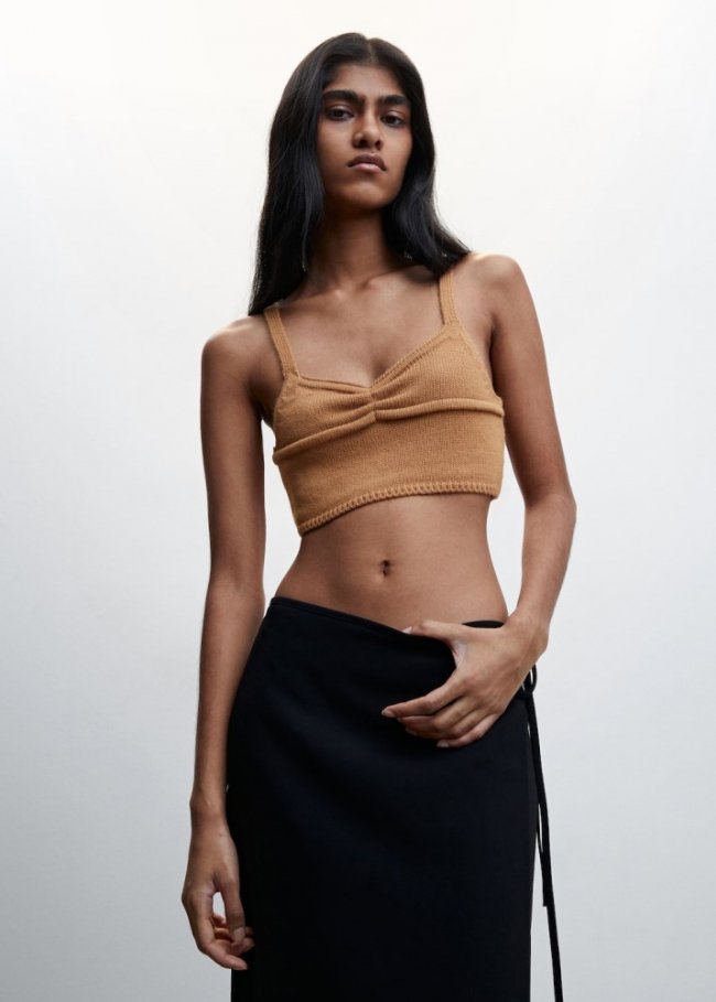 Mango Top punto tirantes - Caramelo