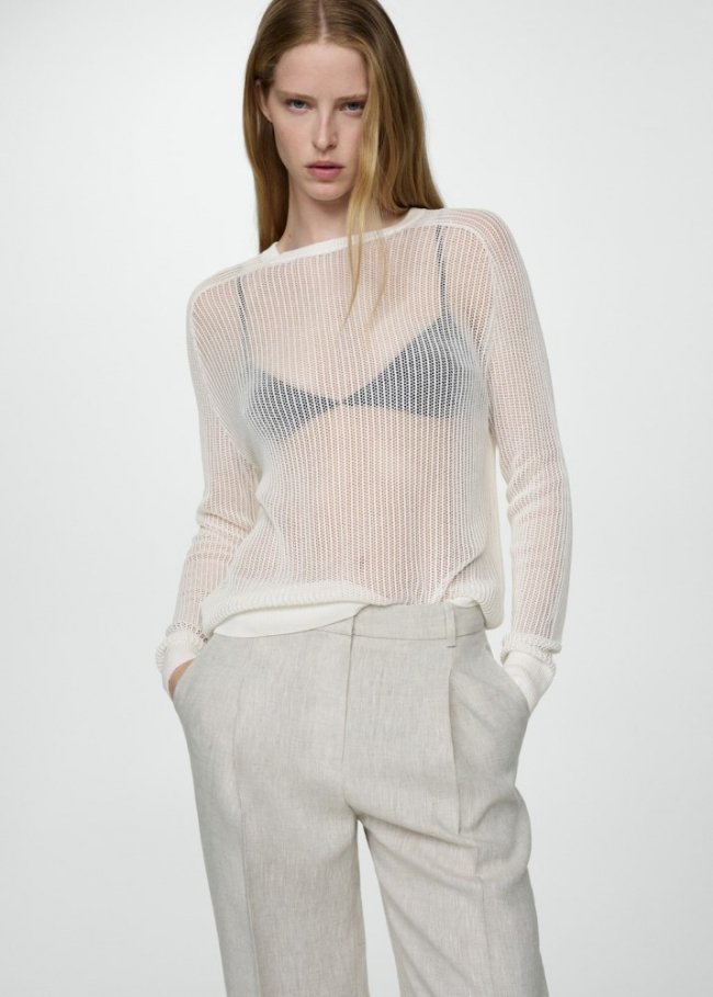 Mango Jersey punto semitransparente - Blanco