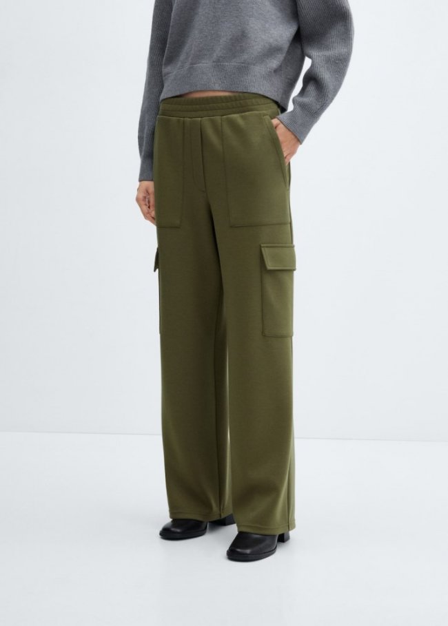 Mango Pantalón cargo cintura elástica - Khaki