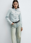 Mango Camisa vaquera bolsillos - Azul bleach
