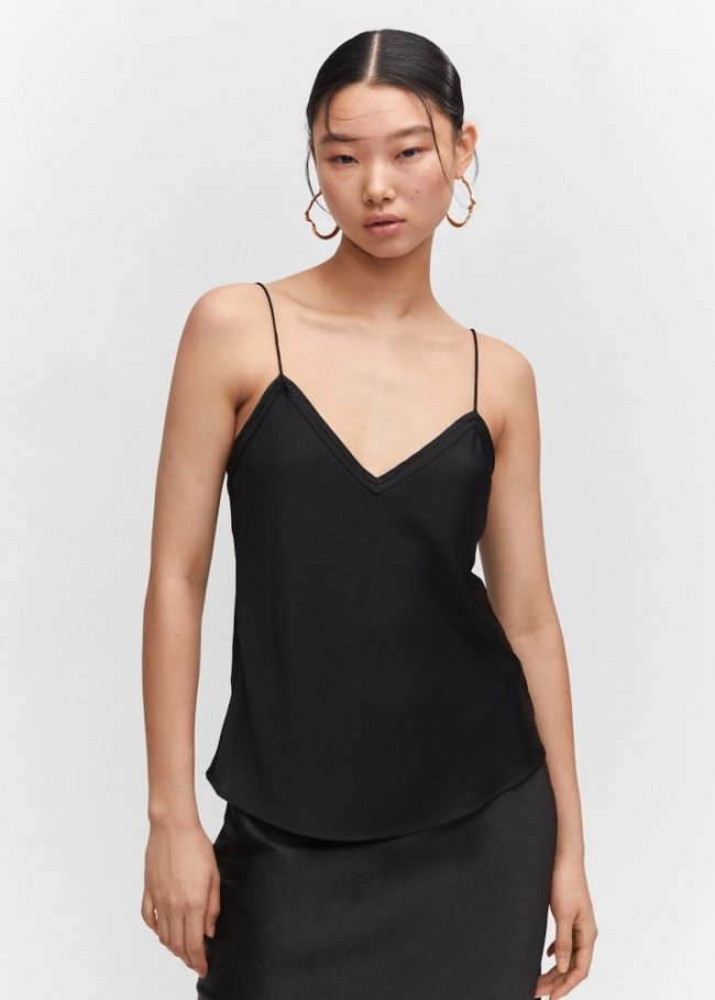 Mango Top lencero satinado - Negro