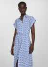 Mango Vestido camisero lazo - Azul