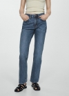 Mango Jeans rectos tiro medio - Azul oscuro