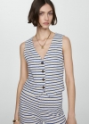 Mango Top crochet rayas - Azul