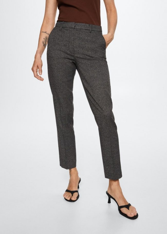 Mango Pantalón traje skinny pata de gallo - Gris medio vigoré