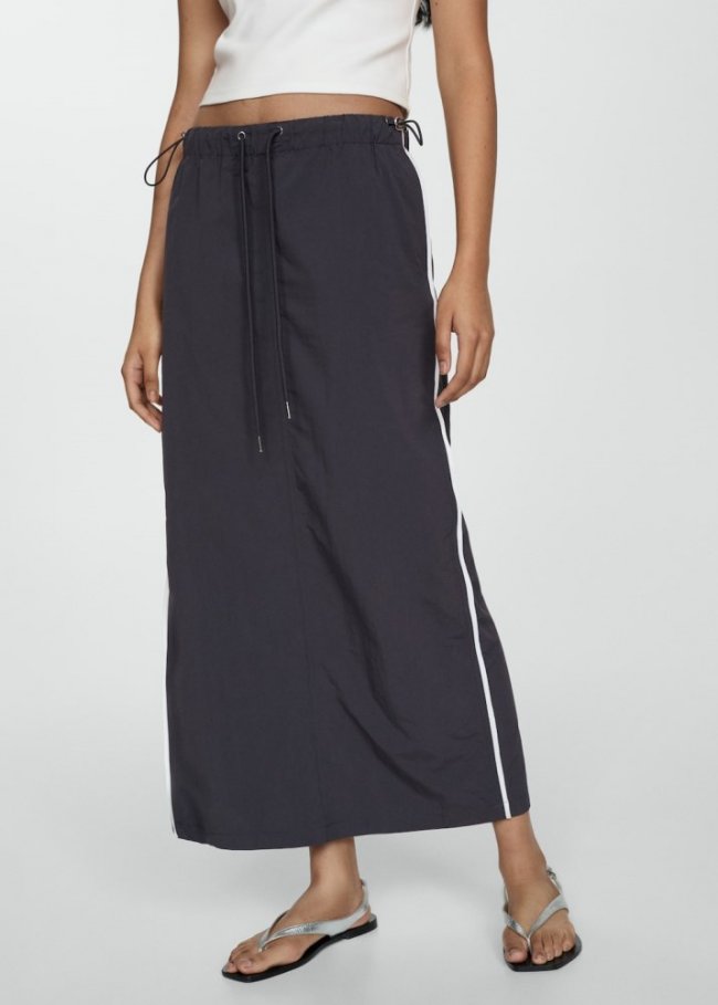 Mango Falda parachute cremallera lateral - Azul marino oscuro