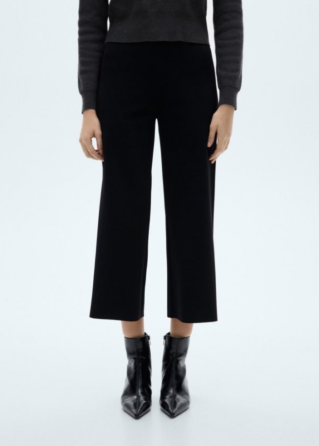 Mango Pantalón recto fluido - Negro