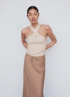 Mango Top punto cuello halter - Gris claro/pastel