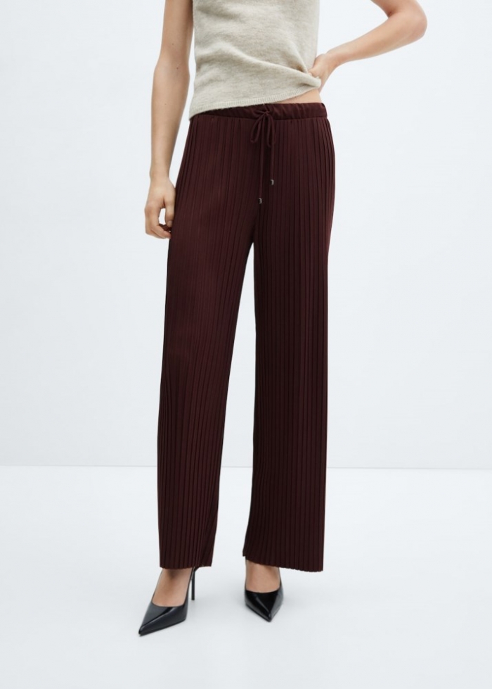 Mango Pantalón recto plisado - Morado
