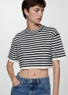 Mango Camiseta crop rayas - Azul marino oscuro
