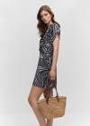 Mango Vestido camisero tropical - Negro