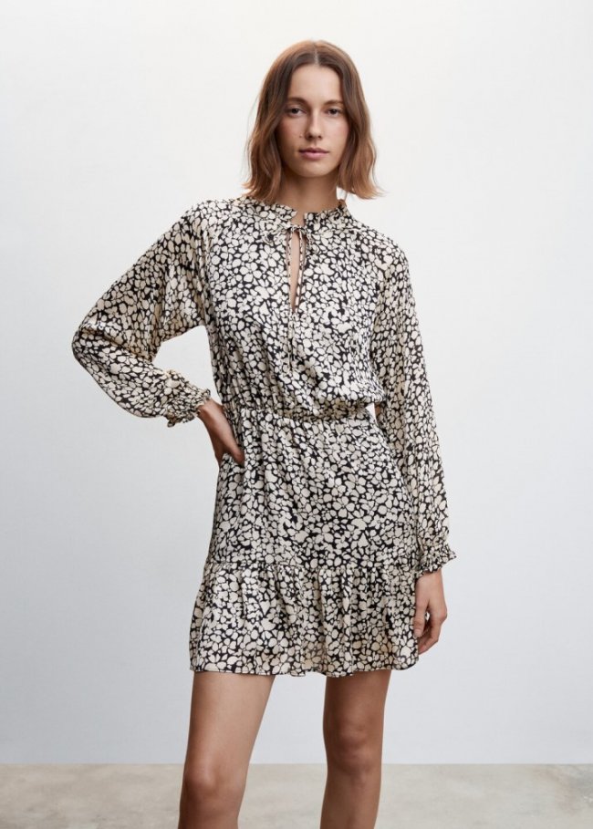Mango Vestido floral volantes - Beige