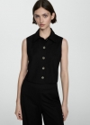 Mango Chaleco cuello camisero - Negro