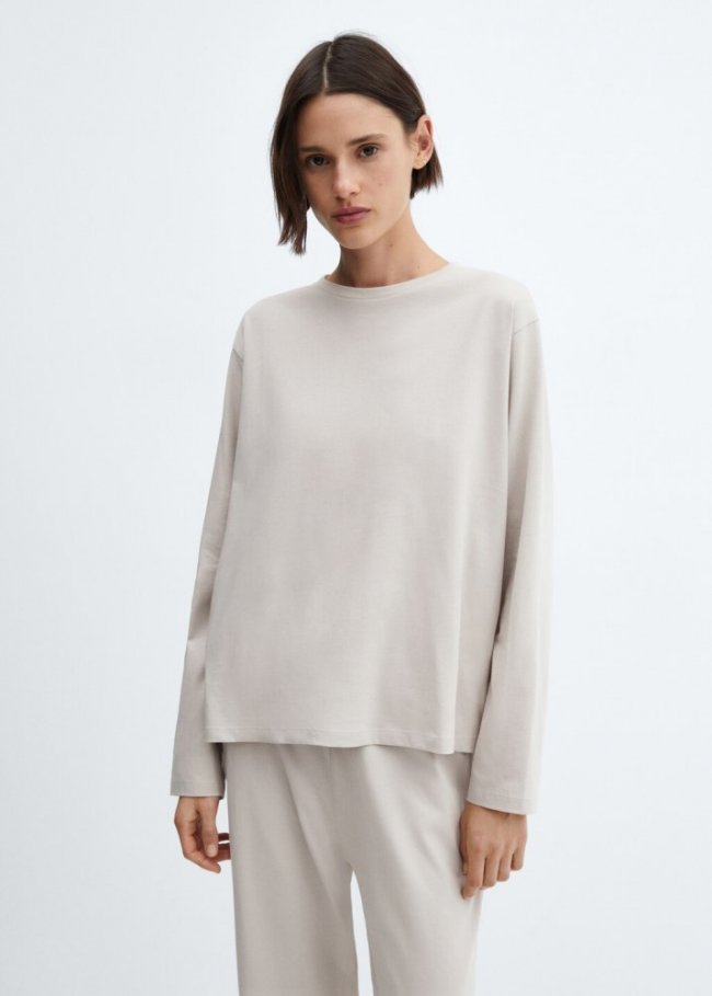 Mango Pijama largo algodón - Gris