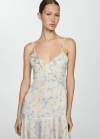 Mango Vestido floral volantes - Crudo
