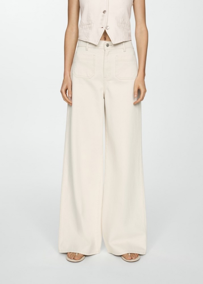 Mango Jeans wideleg bolsillos - Blanco roto