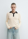 Mango Jersey punto cuello polo - Crudo