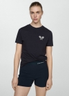Mango Camiseta 100% algodón mensaje estampado - Azul