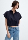Mango Camisa crop 100% algodón - Azul marino oscuro
