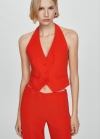 Mango Chaleco traje botones - Rojo coral