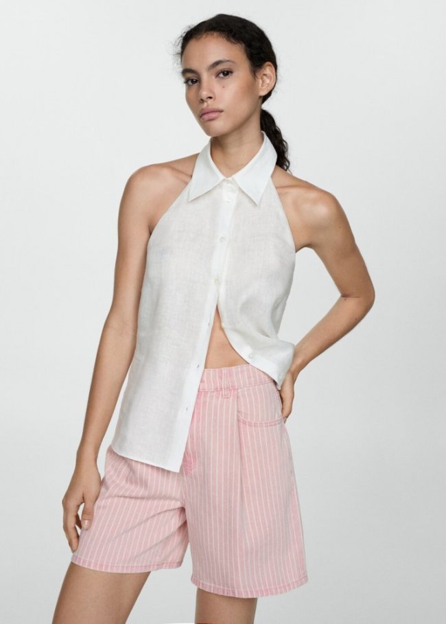 Mango Shorts vaqueros rayas - Rosa