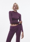 Mango Jersey lúrex cuello redondo - Morado