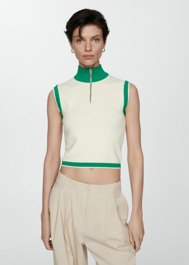 Mango Top punto cremallera - Arena