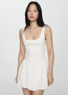 Mango Vestido evasé combinado - Blanco roto
