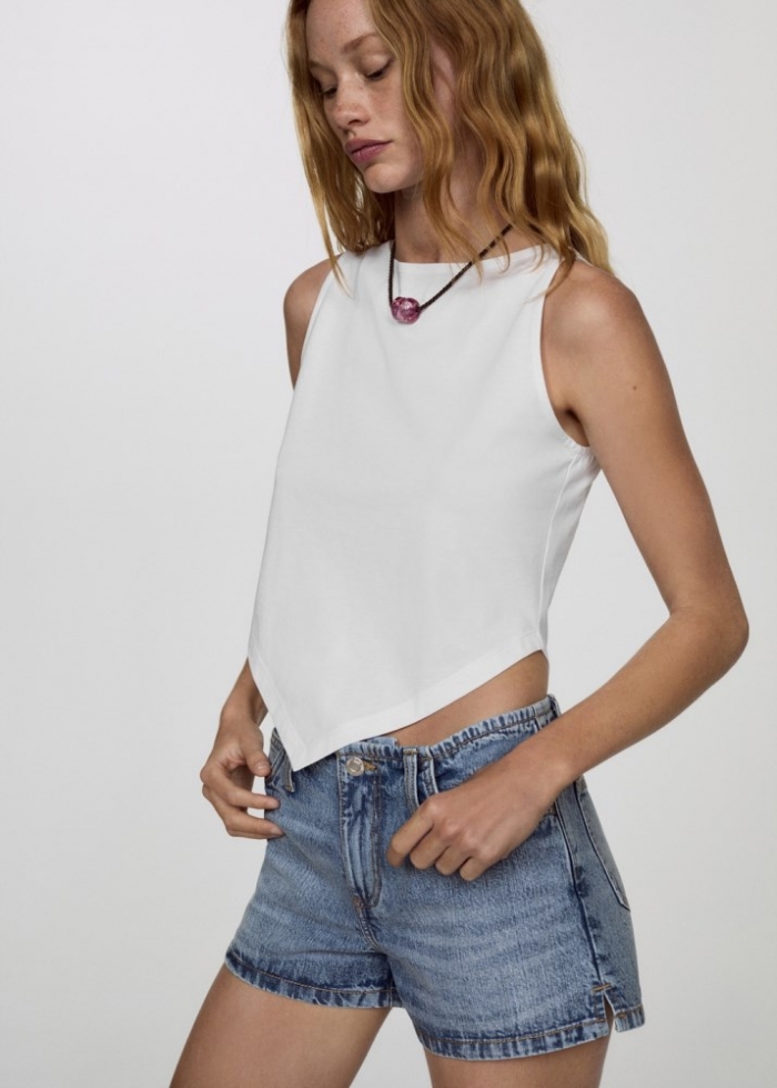 Mango Shorts vaqueros tiro bajo - Azul