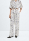 Mango Pantalón algodón estampado - Azul