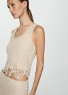 Mango Top crochet botones - Crudo