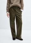 Mango Pantalón cintura elástica efecto piel - Khaki
