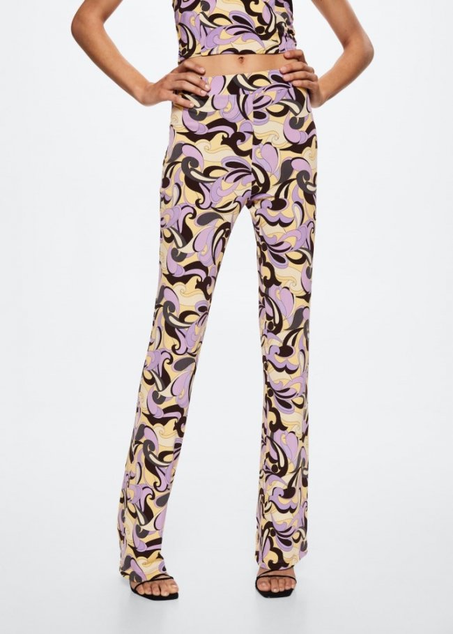 Mango Pantalón estampado retro - Amarillo