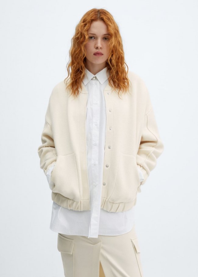Mango Chaqueta bomber punto - Crudo