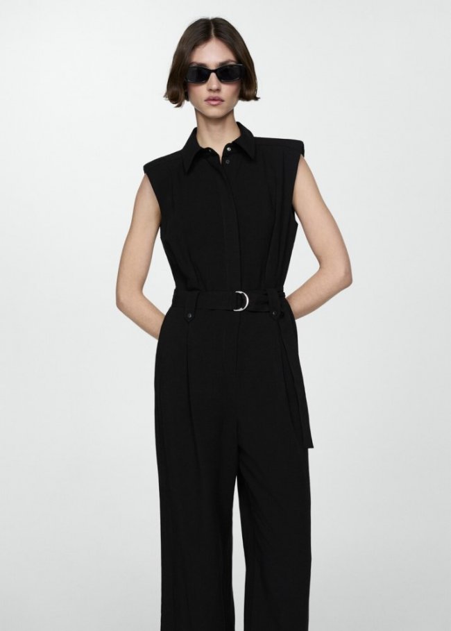 Mango Mono cinturón pinzas - Negro