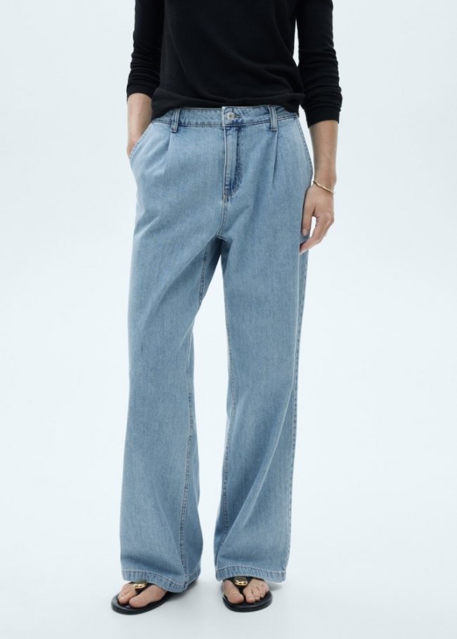 Mango Jeans wideleg pinzas - Azul medio