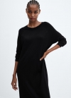 Mango Vestido punto cuello redondo - Negro