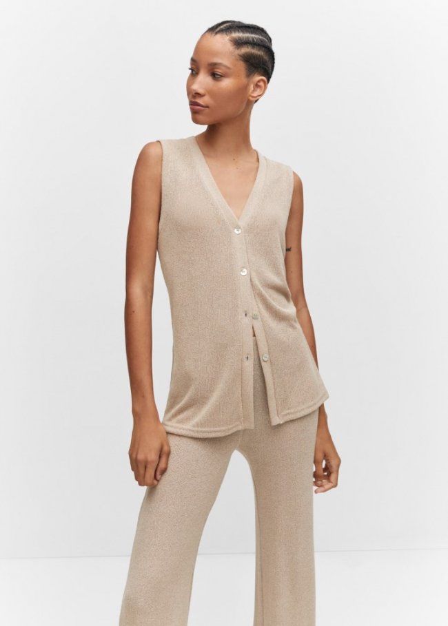 Mango Top punto botones - Arena