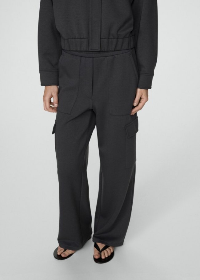 Mango Pantalón cargo cintura elástica - Gris antracita