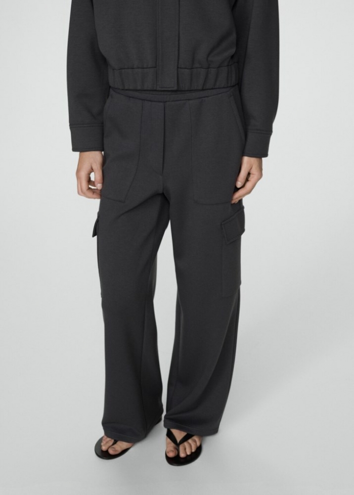 Mango Pantalón cargo cintura elástica - Gris antracita