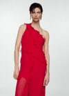 Mango Vestido asimétrico volantes - Rojo