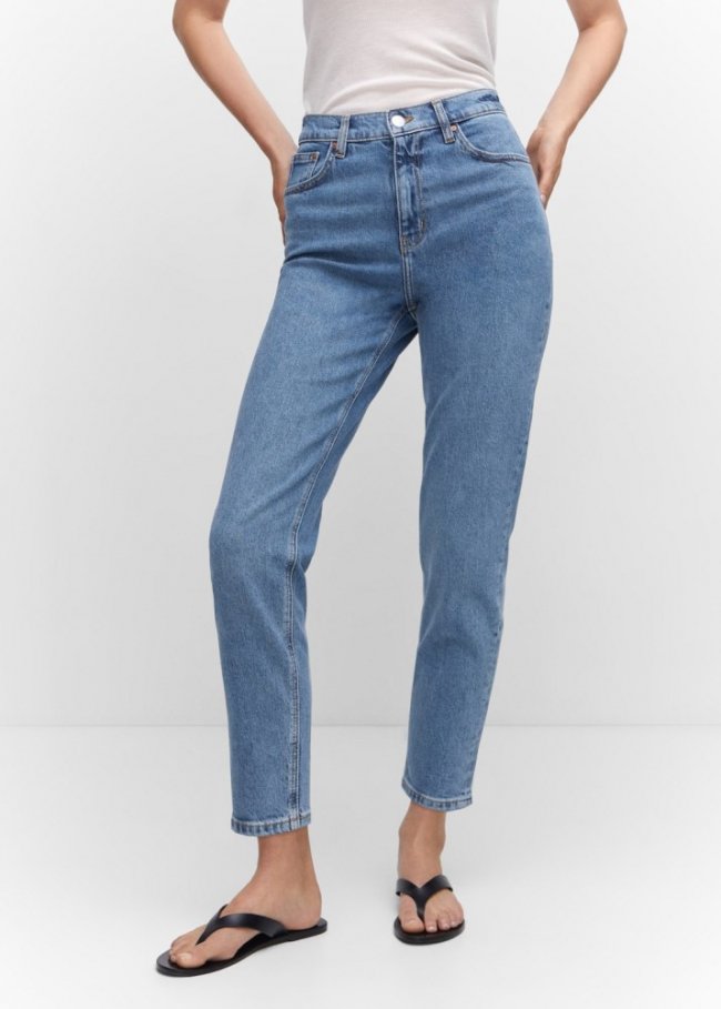 Mango Jeans mom confort tiro alto - Azul medio