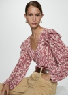 Mango Blusa estampada volantes - Rosa