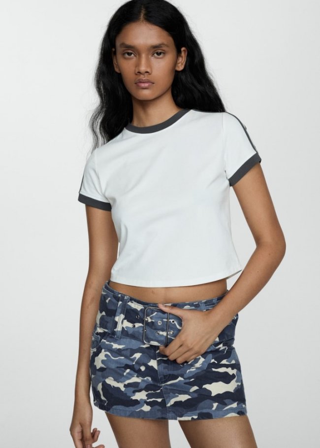Mango Minifalda cinturón camuflage - Azul