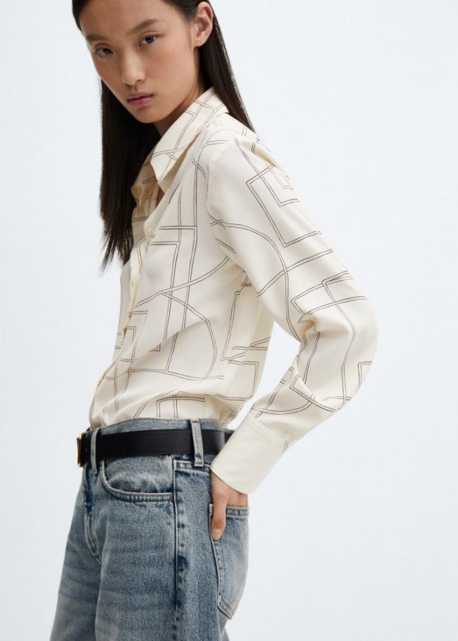 Mango Camisa fluida regular - Crudo