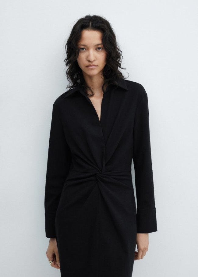 Mango Vestido detalle nudo - Negro