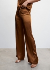 Mango Pantalón palazzo satinado - Marrón