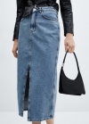 Mango Falda midi vaquera - Azul medio