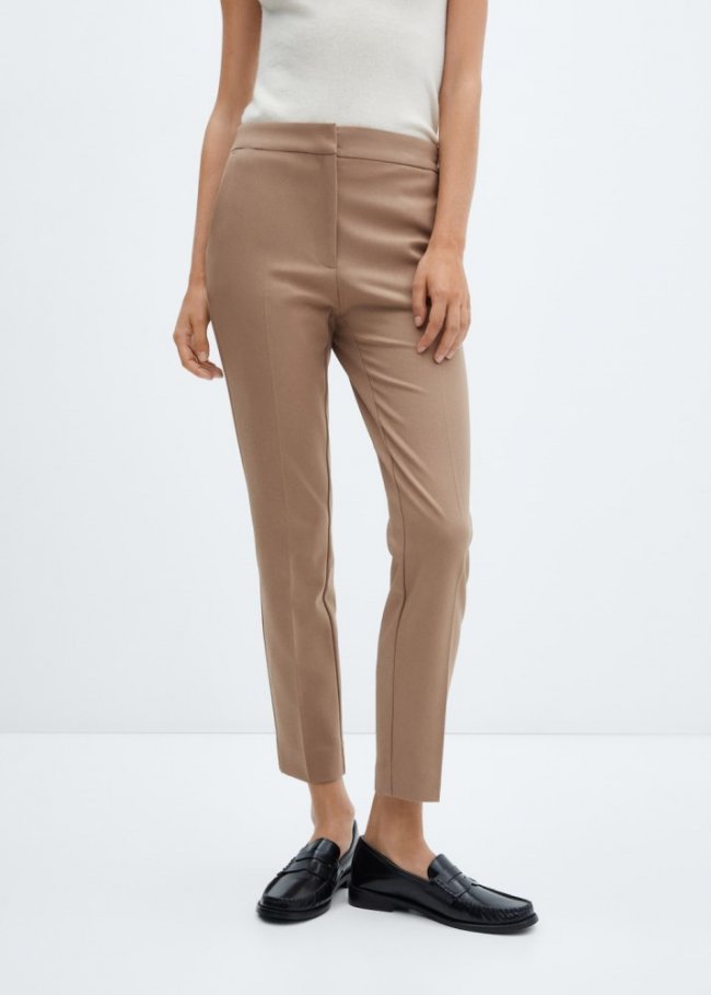 Mango Pantalón skinny tiro medio - Marrón medio
