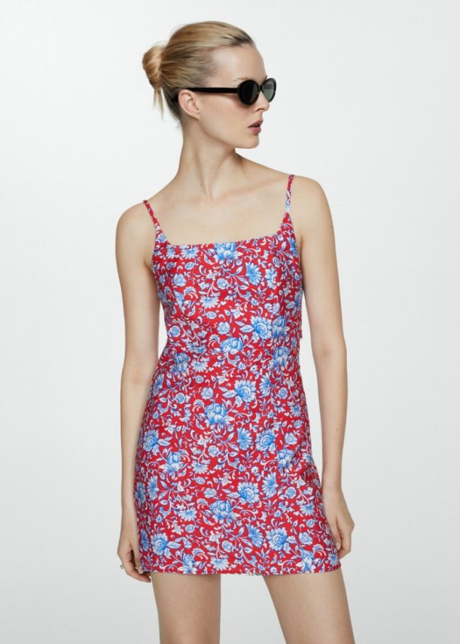 Mango Vestido estampado floral - Rojo